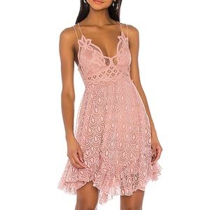 EUC Free People One Adella Burnout Lace Mini Pink Dress
